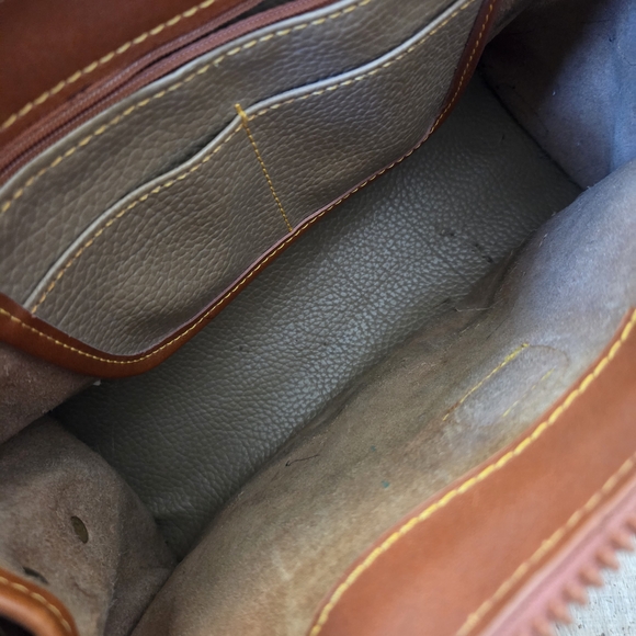 Dooney & Bourke Pebbled Leather Satchel in Taupe with Brown Trim - Picture 6 of 7